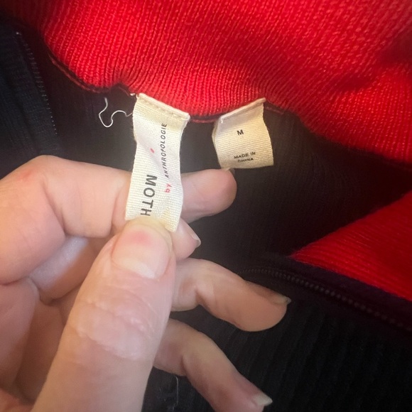 Anthropologie moth varsity ribbed half zip blue white striped sweater medium - Picture 7 of 17